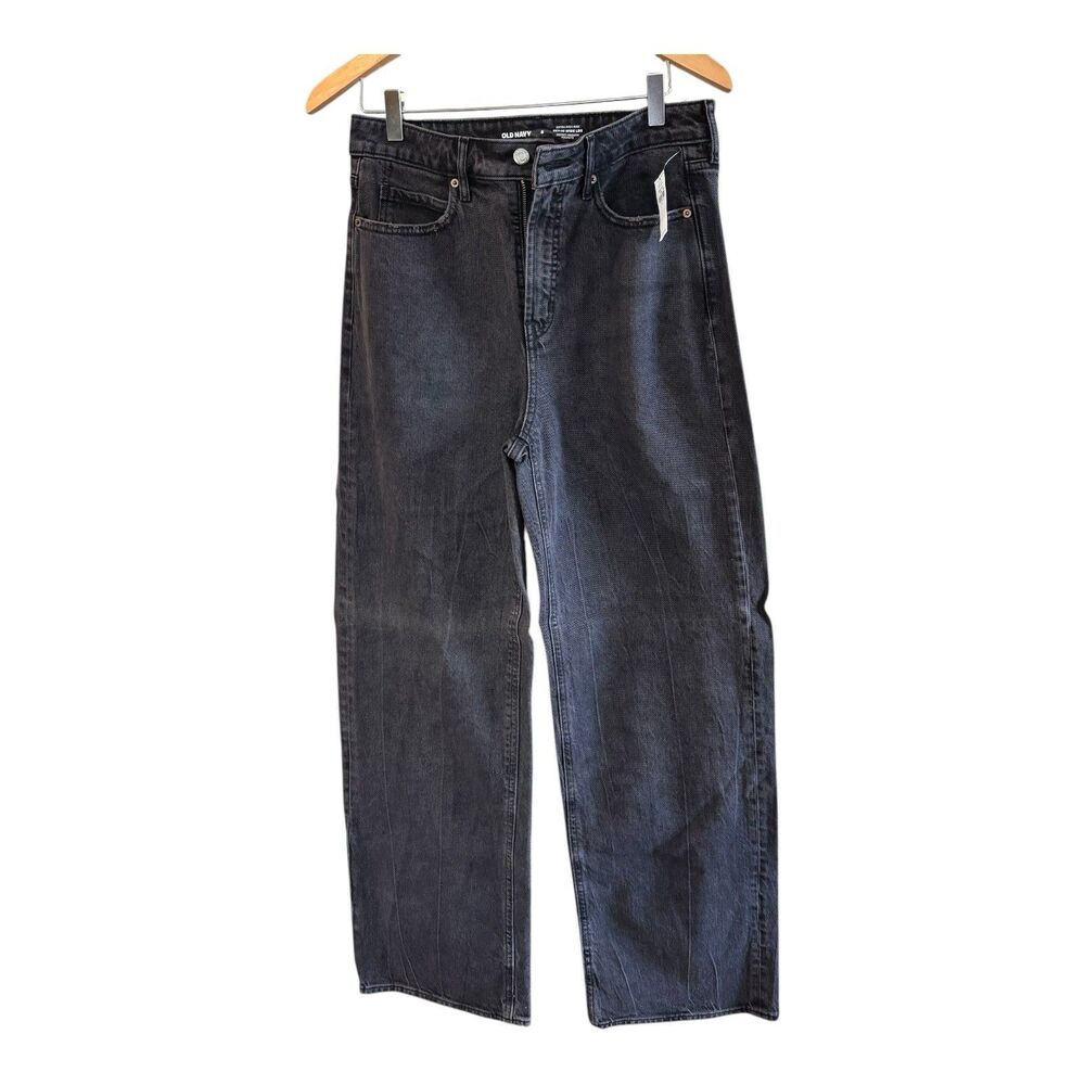 Old Navy‎ Sky Hi Wide Leg  Black Jeans 8 Extra High Rise New